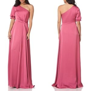 NEW Kay Unger Izabella One Shoulder Gown in Berry Sorbet Sz. 8
